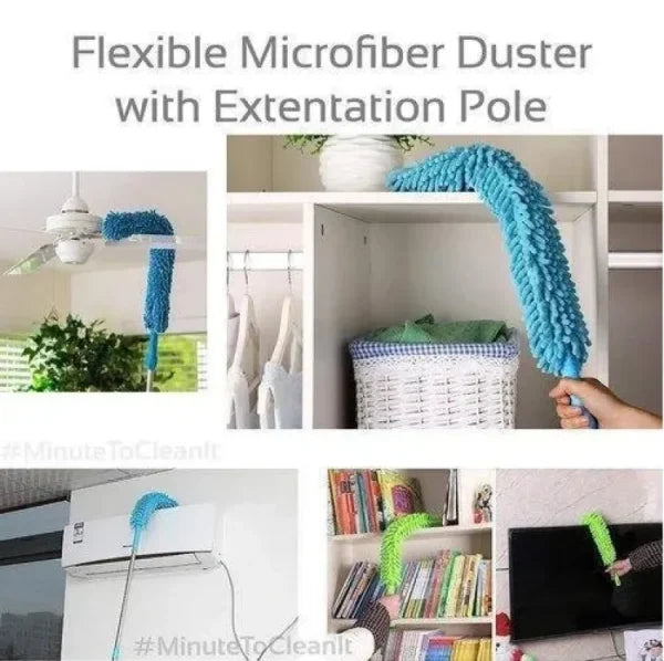 Flexible Micro Fiber Duster With Telescopic Stainless Steel Handle For Fan Cleaning Specially(with Metal Rod).