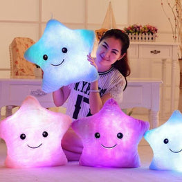 Creative Toy Luminous Relax Body Pillow Soft Stuffed Plush Glowing Colourful Star Shape Cushion Led Light Night Light Toys Gift For Kids Children Girls 7 Color Changeable Bedding Bed Gift Girl Present Kids Toys Cushion Without Battery